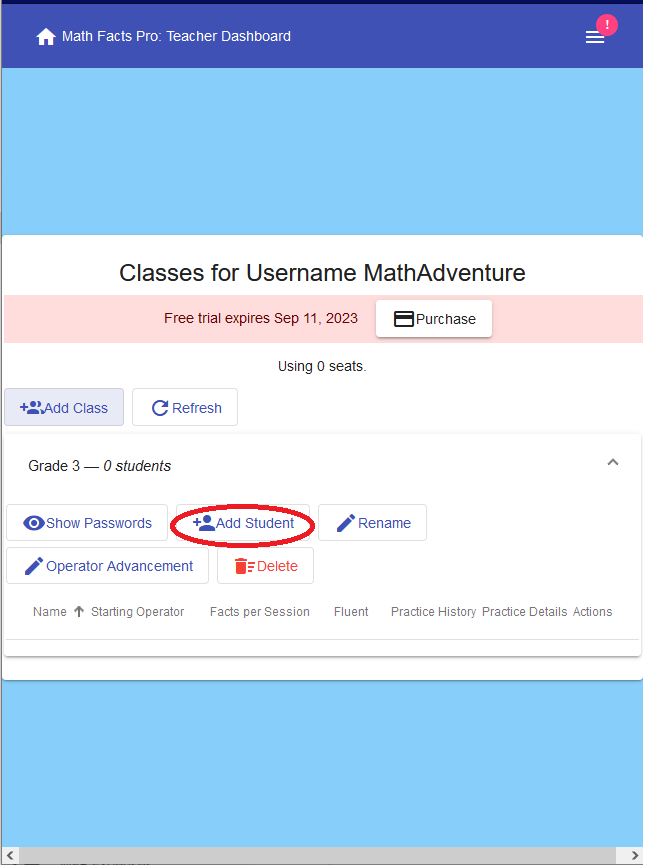 How to add students math facts pro help